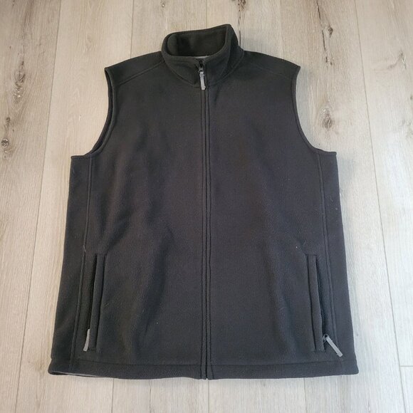 Mens Lands End Black Fleece Vest Full-Zip Sleeveless Size 38-40 - Picture 1 of 3